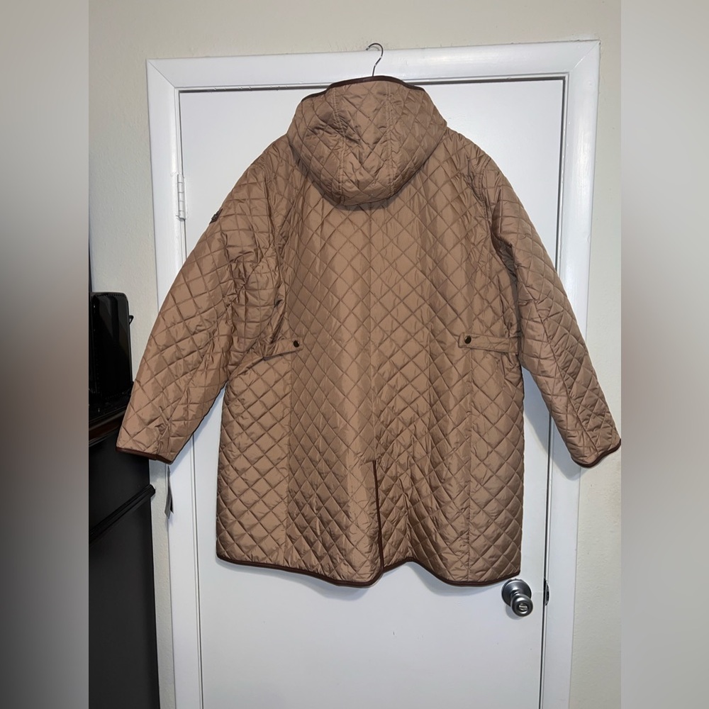 $290 NWT Lauren Ralph Lauren Women's Camel Brown Hooded Quilted Coat Plus Sz 3X - Picture 4 of 12